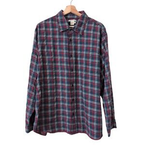 Carbon2Cobalt Mens Plaid Flannel Shirt Long Sleeve Button Down XL Red Blue Gray